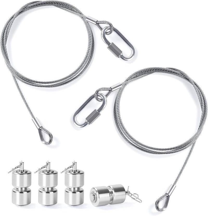Creative.C 2Pcs Lift Cable Compatible with Gorilla Lift Trailer Gate Assist with EZ Spring Clips, with 4Pcs Aluminum Alloy Rollers Pins Washers, Fit for Open Utility Trailer Tailgate Ramp Lift Assist Kit - Image 1